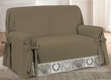 Copridivano Fodera Telo Protezione Divano Con Laccetti Fiocco Balza Cuori