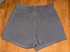 Halara high waisted grey shorts front pockets button detail size Medium stretchy