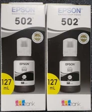 New EPSON 502 EcoTank Ink Ultra-high Capacity Bottle Black Twin Pack (T522120-S)