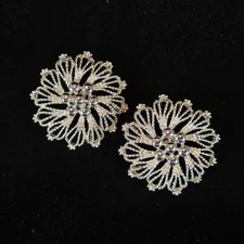 Emmons Gleaming Bows Silver Tone Clip On Earrings Round Circle
