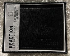 Kenneth Cole Reaction Men  s Wallet Handcrafted Black Leather BI Fold New In Box