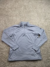 The North Face 1/4 Zip Pullover Women XL Gray Grid Fleece Mock Neck Long Sleeve
