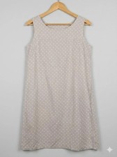 Amy Moore Polka Dot Sleeveless Shift Dress Cotton Linen Blend Size 14 Summer