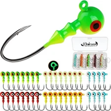 Dovesun 1/16oz Jig Heads for Fishing Hooks Crappie Jigs Walleye, Bass, 40PCS