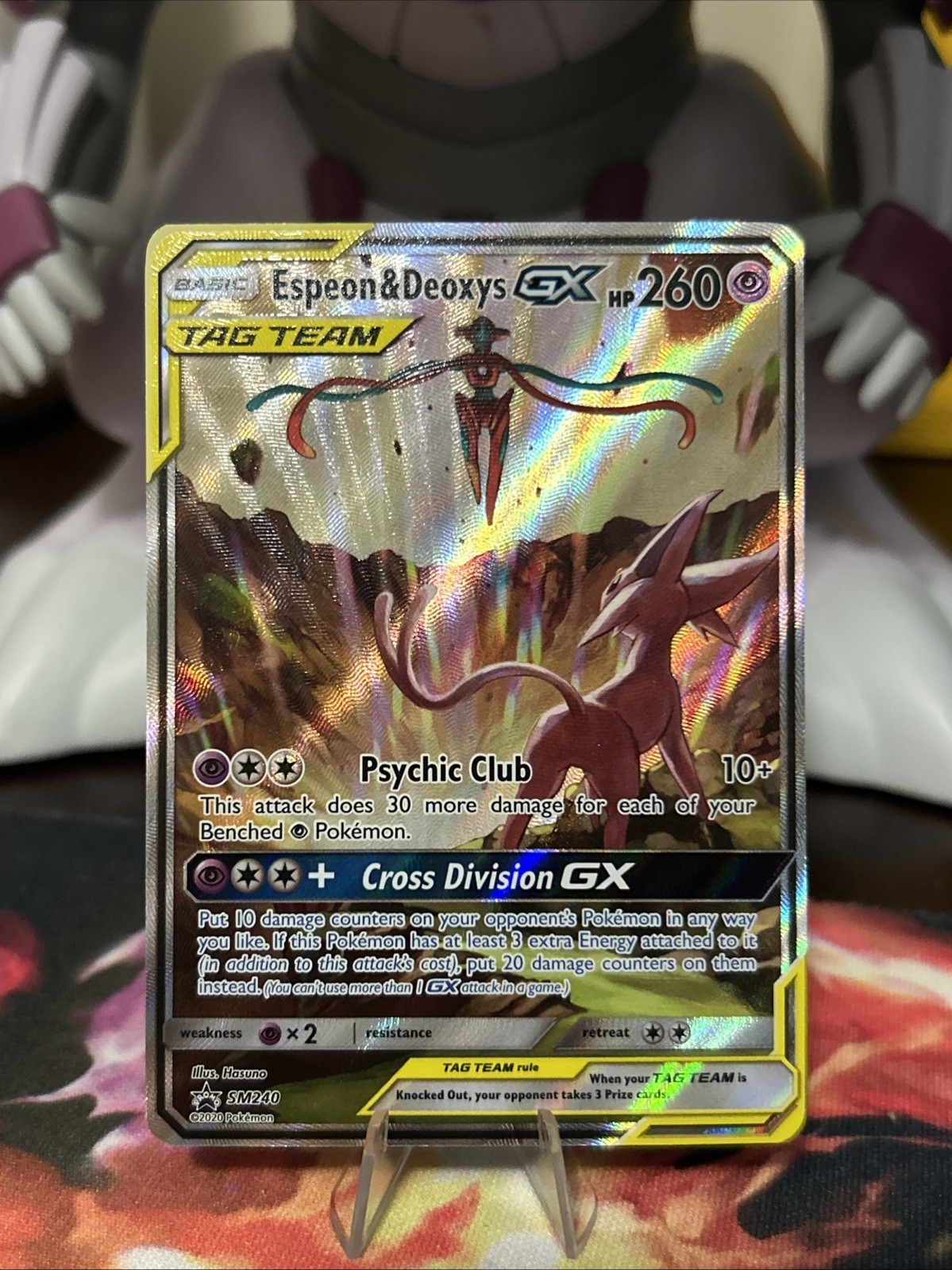 2020 Pokémon Sun & Moon Black Star Promo Espeon & Deoxys GX Tag Team #SM240