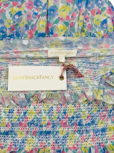 LoveShackFancy Femmes Nadja Smocks Arc-en-Ciel Explosion Coton Court Mini Robe S - Photo 18 sur 20