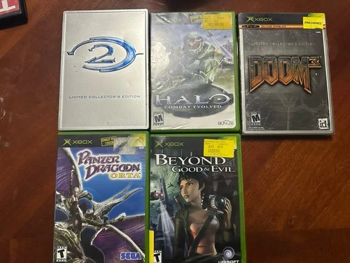 Original Xbox Game Lot Halo 1 2 Doom 3 Panzer Dragoon Orta Tested - Working