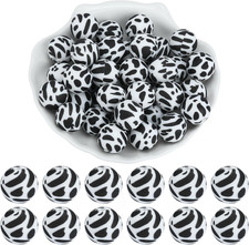 20 Pcs 15Mm Silicone Beads Bulk Printed Silicone Focal Beads for Pens DIY Bracel