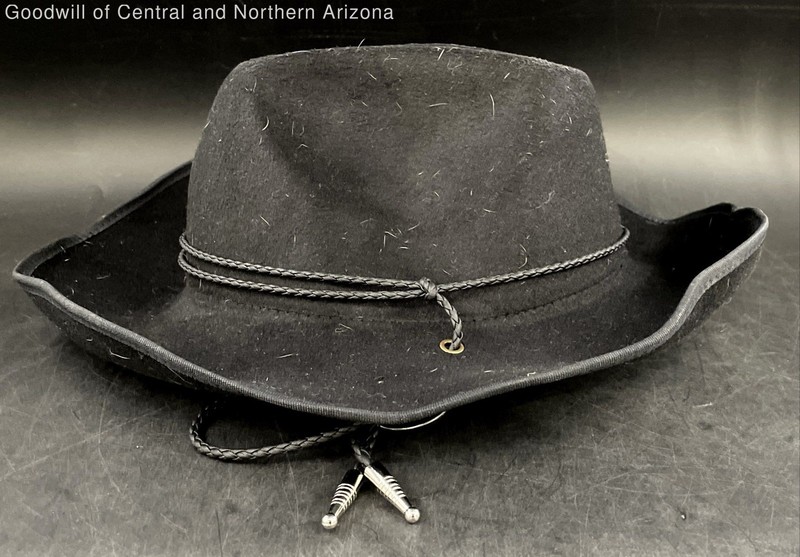 Hand-braided Leather Stampede String Bolo Turquoise Tie Black Cowboy Hat