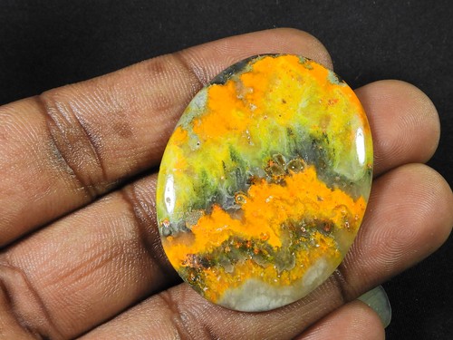 54Cts. Natural Bemble Bee Jasper Oval Vintage Jewelry Gemstone 33X44X04 MM - Picture 3 of 8
