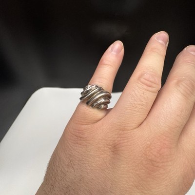 Sterling Silver 925 NF Marked Band Sz 7 Wavy Marks 6.4g Elegant