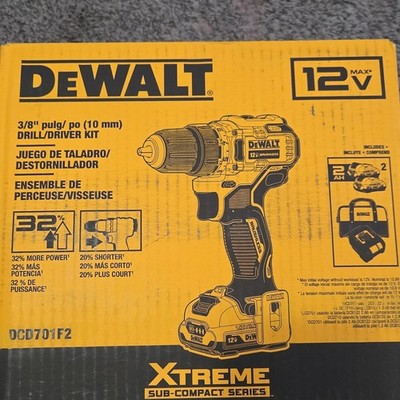 DEWALT DCD701F2 12V MAX 3/8in Brushless Drill/Driver Kit, 2x2Ah, Bag