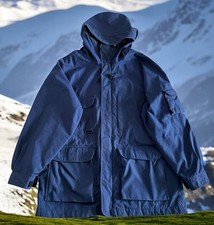 VINTAGE 90s EDDIE BAUER BLACK TAG HOODED MEDIUM NAVY MOUNTAIN PARKA JACKET SHELL