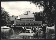 Ansichtskarte Caputh, Autofähre, Restaurant am Wasser 