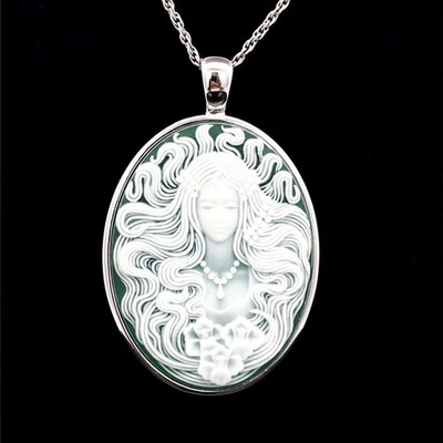 CLIP-ANHÄNGER AUS 925/-SILBER RHOD. MIT ACHAT-KAMEE BEH. SCHMUCKJAGD - Bild 1 von 4