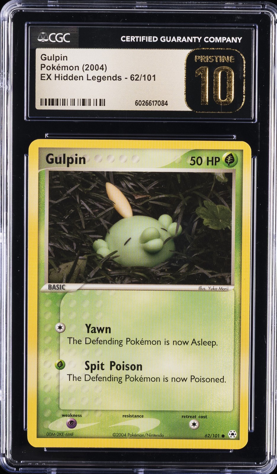 2004 POKEMON EX HIDDEN LEGENDS #62/101 GULPIN CGC 10 PRISTINE