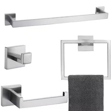 4-Piece Bath Hardware Set with Towel Ring Toilet Paper Holder Towel Hook and 23.