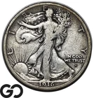 1916-S Walking Liberty Half Dollar, Choice FINE++ Better Date 1st Year Issue