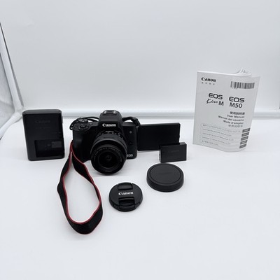 Canon EOS M50 Mirrorless Camera 24.1MP w/ EF-M 15-45mm Lens Charger Battery