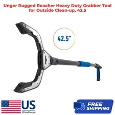 Unger Rugged Reacher Heavy Duty Grabber Tool for Outside Clean-up, 42.5