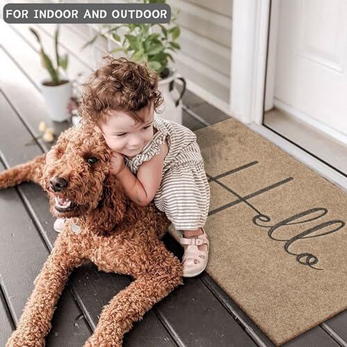 Alfombrilla para puerta exterior puerta delantera interior antideslizante felpudo fácil 28"x18" Hola - Imagen 6 de 7