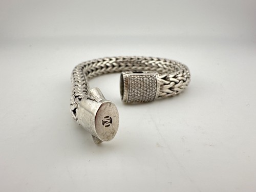 RETIRED John Hardy Silver Pavé Diamond 13MM Classic Chain Wheat Bracelet Medium - Picture 4 of 11