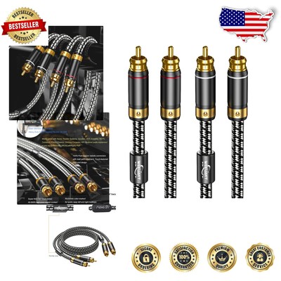 6.5ft Ultra-Thick 2RCA Cable - Silvered-Plated Copper for Clear Audio Experience