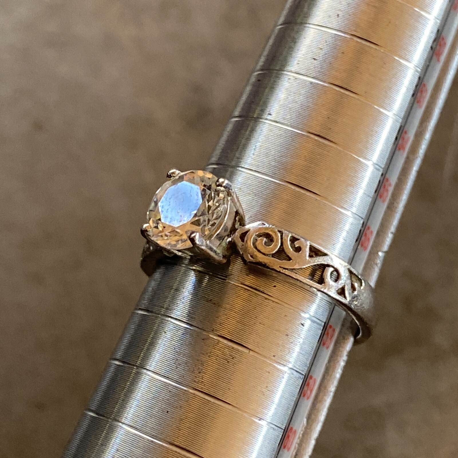 Sterling silver Solitaire Stone Open Scrollwork W… - image 5