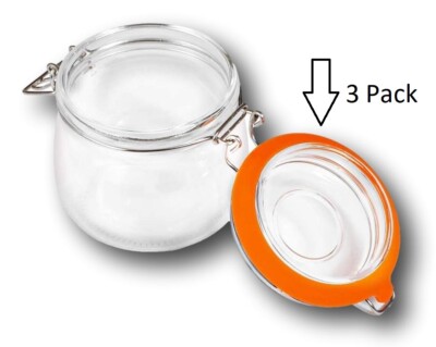Hinged Wire Jar Lid Seal Gasket 3PK Fits Arc Mason Ball ~ 3.7'' OD ~ 2.7'' ID