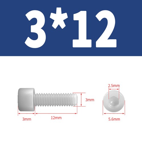Kunststoff Zylinderschrauben Innensechskant Weiß Nylon DIN 912 M3 M4 M5 Bis M12 - Bild 13 von 82