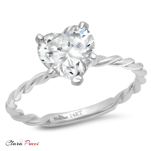 2 CT Heart Promise Twisted Knot Rope Anniversary Ring Band 14k White gold - Picture 7 of 11
