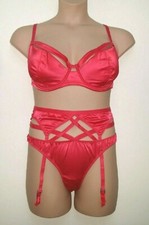 ASOS MONROE Pick SATIN CAGED STRAPPY BRA, THONG, SUSPENDER BELT 32-36 DD-F/ XS-L