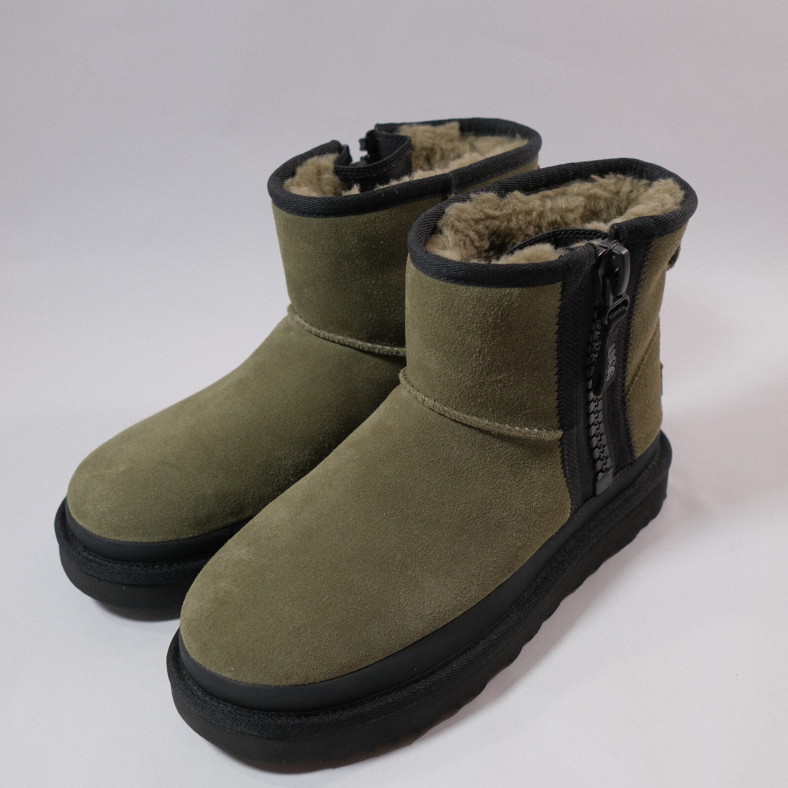 UGG Women's Classic Mini Zipper Tape Logo Boot Burnt Olive 1144034 Size 6 image 2