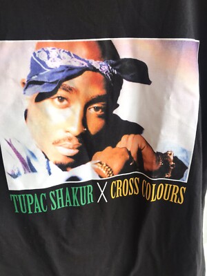NEW Cross Colours X Tupac Shakur T Shirt Black Short Sleeve RARE