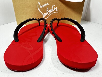 Christian Louboutin Red/Black Flip Flops Sandals Size 45 | eBay