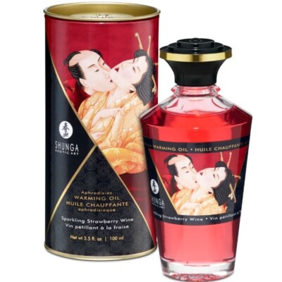 STRAWBERRIES AND CAVA HEAT EFFECT MASSAGE OIL 100 x 5 ( 500 ml) - SHUNGA