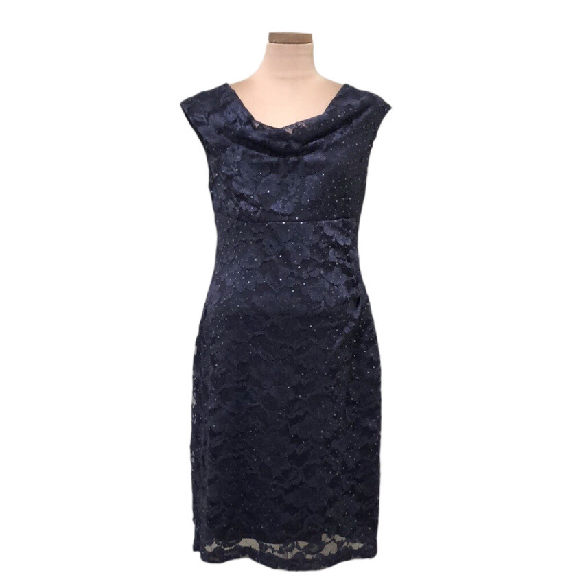 connected apparel sequin dress Connected Apparel Womens Lace Sequined Cocktail Dress Navy 12