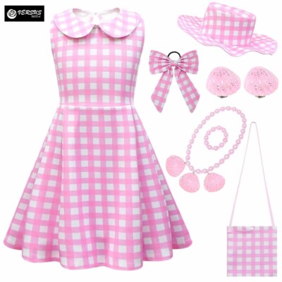 Kleid Geburtstag Party Mädchen Rosa Film Kostüm Cosplay Dress Wig BARBIE11