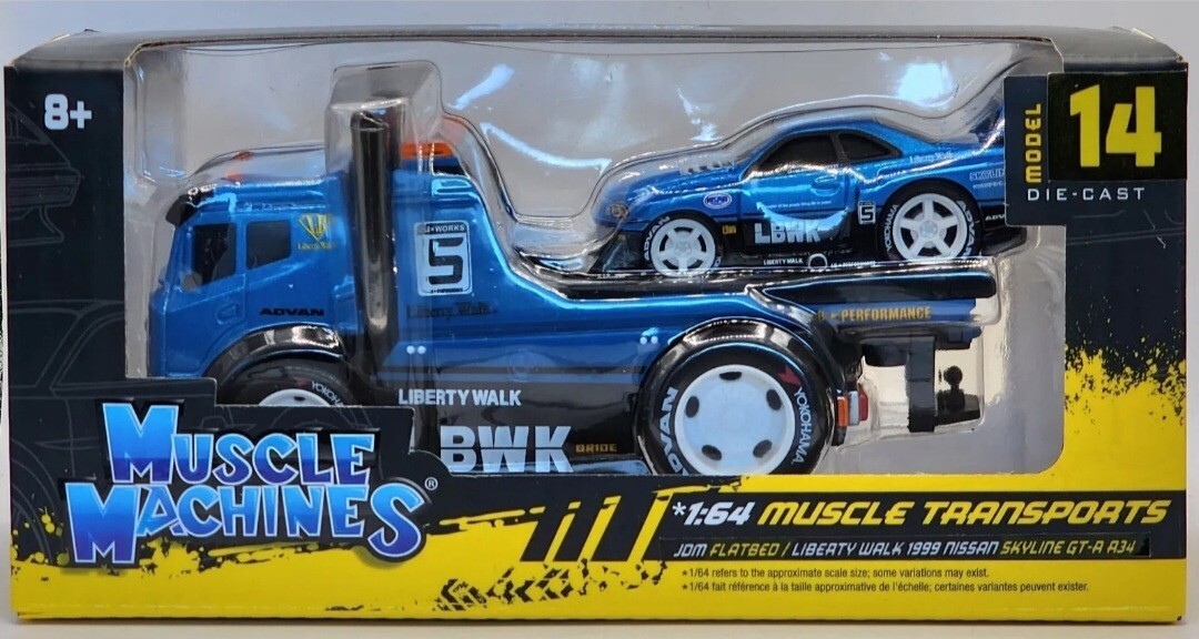 MUSCLE MACHINES 164 JDM FLATBED & LIBERTY WALK 1999 NISSAN SKYLINE GTR R34! Stephen Franks