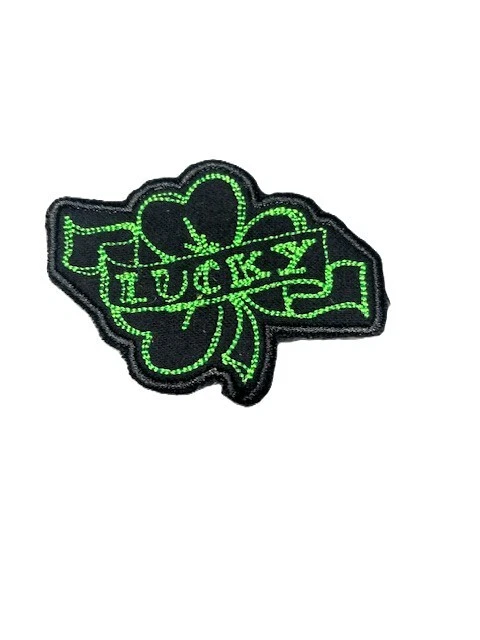 Lucky Iron On 3 Inch patch, Lucky clover, black green, hat patch, collectors - Image 2 of 2