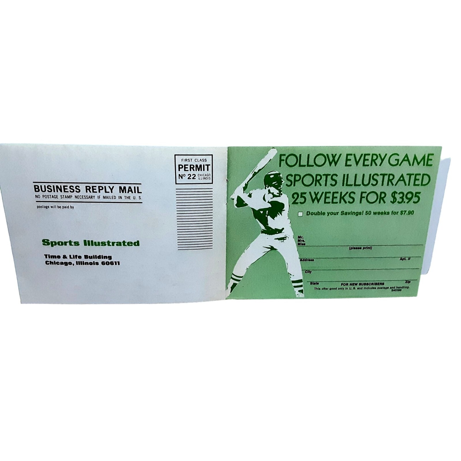 1972 Sports Illustrated Subscription Card Ad Baseball Theme Vintage eBay