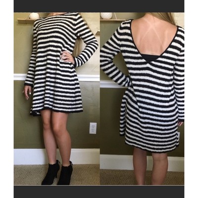 black and white striped sweater dress