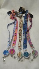 Lanyard Patterned Key Ring Badge Pull feathers paisley stars hearts D17scj
