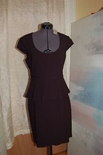 NEW Ann Taylor Womens Dress  Black Polyester Cup Scoop Work Peplum  Size 0 $138