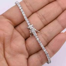 8CT Round Lab Created 3MM Diamond Tennis Bracelet 7.5" 14K White Gold Plated