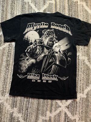 Grunge Bike Week 2008 Bulldog Graphic T Shirt Myrtle Beach Medium