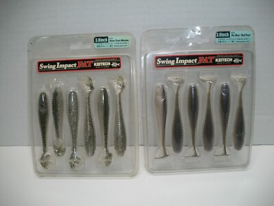 Lot of 2 -Swing Impact FAT keitech 3.8 silver flash/blue red pearl - T12