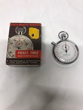 Montreluxe 2" across Jewel Pocket Timer Stop Watch Switzerland Made 1/10