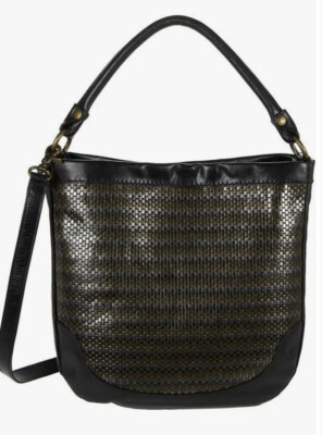 Frye Melissa Gold Multi Studded Black Leather Hobo Shoulder Bag Cross Body  NWT