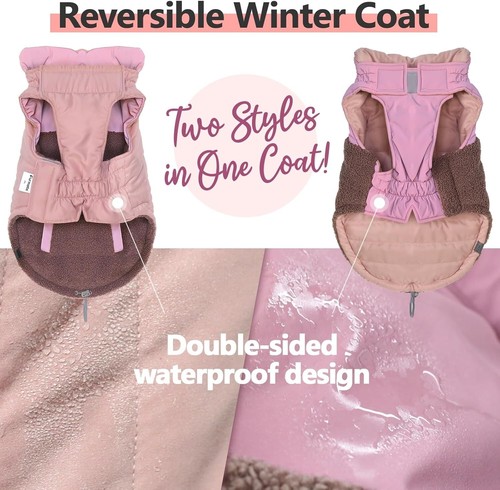 Reversible Reflective Waterproof Warm Jacket/Vest Small Dog - Picture 6 of 8